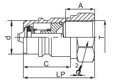 CB-ISOA ISO 7241-A male plug hydraulic quick coupling – steel construction front and side view