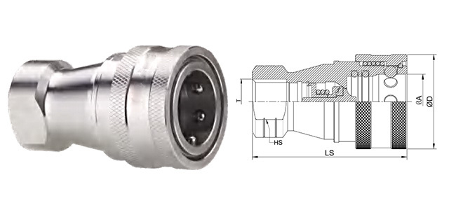 CB-SPL-1F poppet valve design – female coupler view