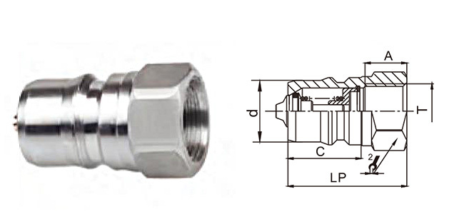CB-SP-1F-SS male plug with double shut-off valve – ISO 7241-B