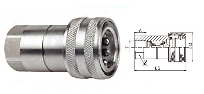 CB-SP-1F-SS female socket – 316 stainless with ball-lock mechanism
